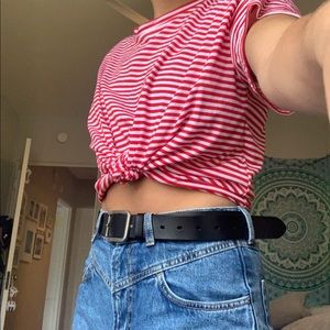 red and white striped shirt